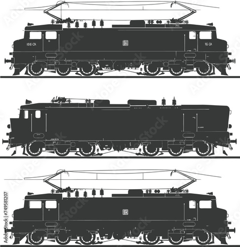 Silhouette electric train black color only full
