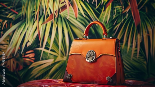 luxury orange leather handbag with handle © Christopher