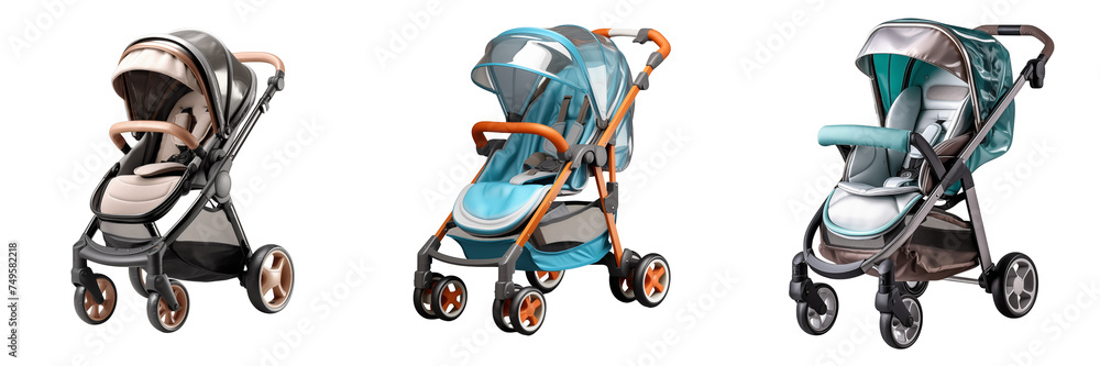 Baby stroller on a transparent background Baby stroller on a transparent background