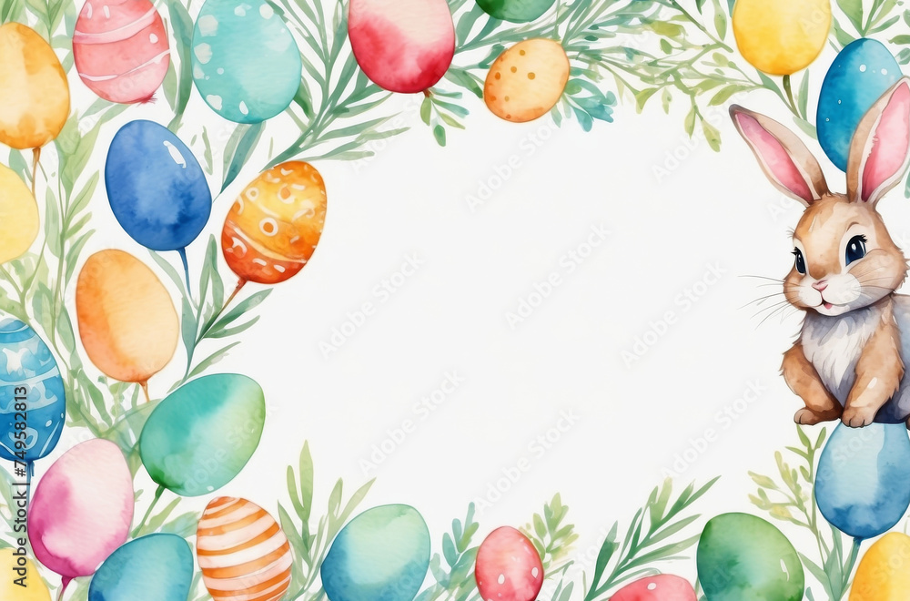 easter eggs watercolor background