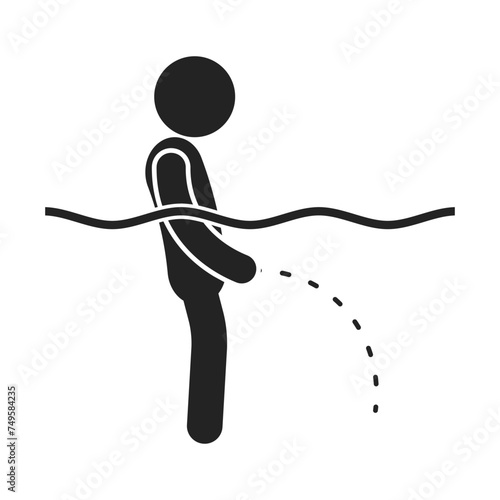 Isolated pictogram man urine under water, pee on swimming pool