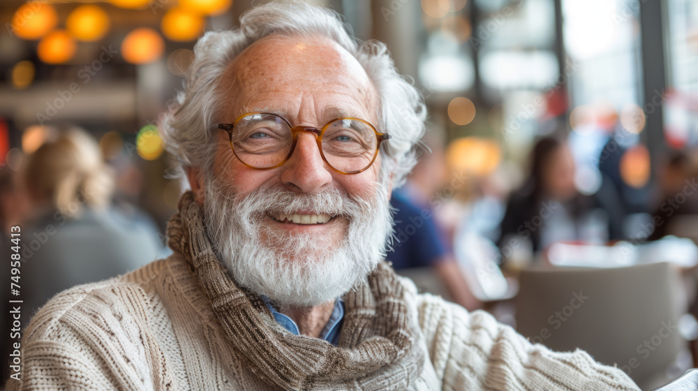 Happy old man smiling to the camera Happy old man smiling to the camera