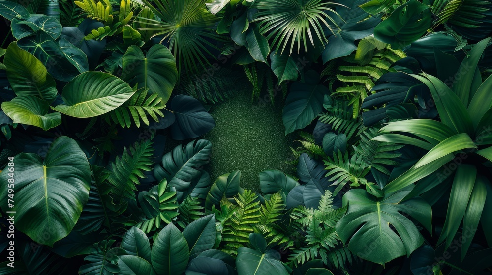 Fototapeta premium Abundant Green Leaves Covering Wall