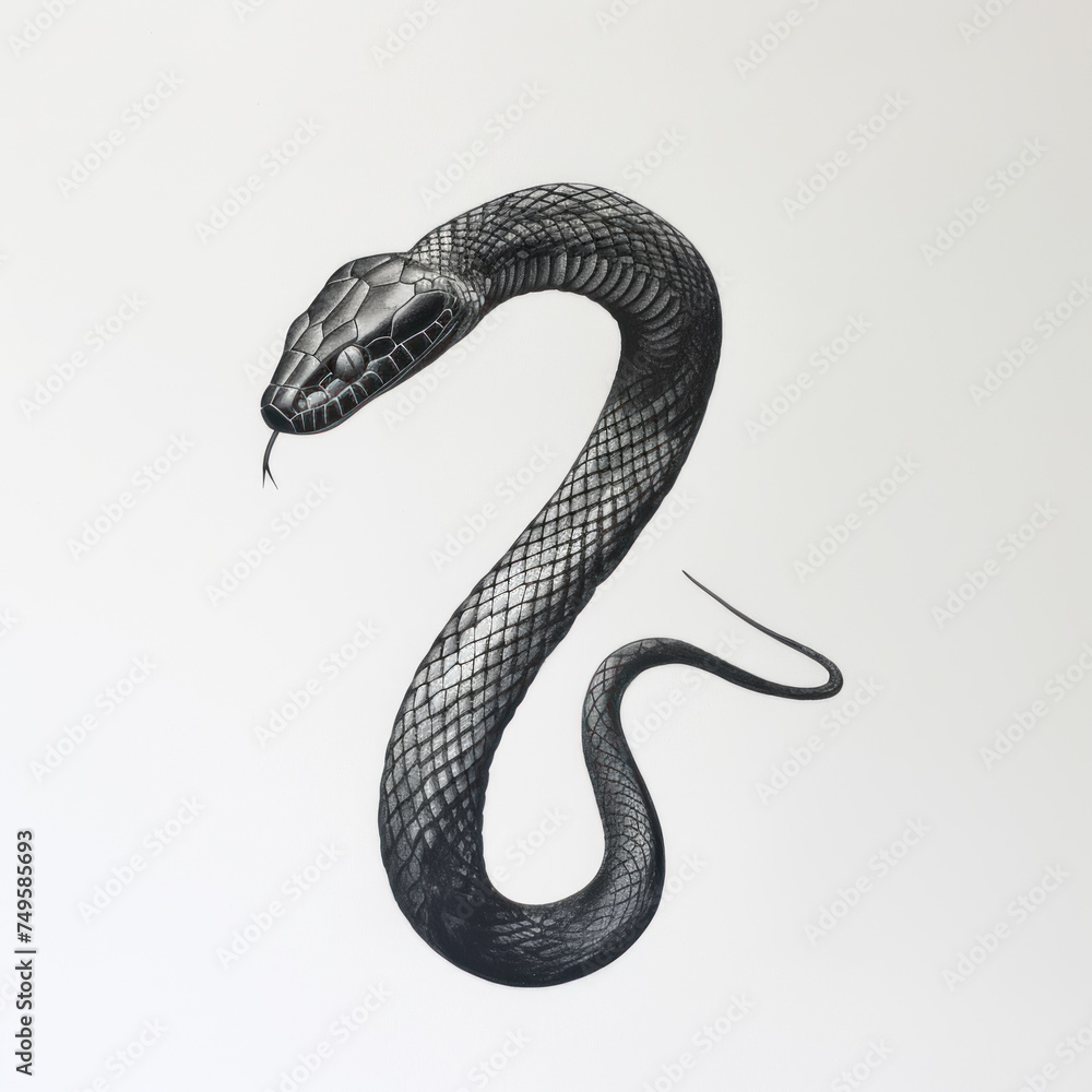 Fototapeta premium black snake isolated on white background