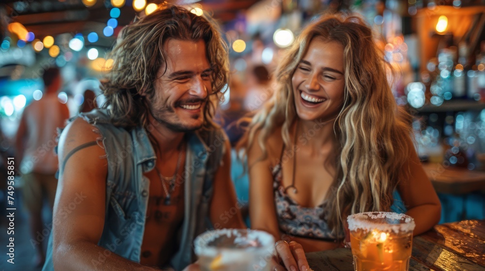 Man and Woman Sitting at Bar