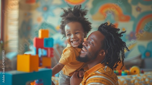 Man Holding Child in Arms