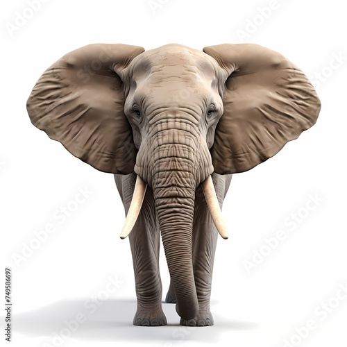 Elephant Face shot isolated on transparent background cutout