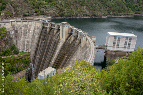 The Santo Estevo Reservoir and Hydroelectric plant in Ourense, Spain. Dam station on river Sil.