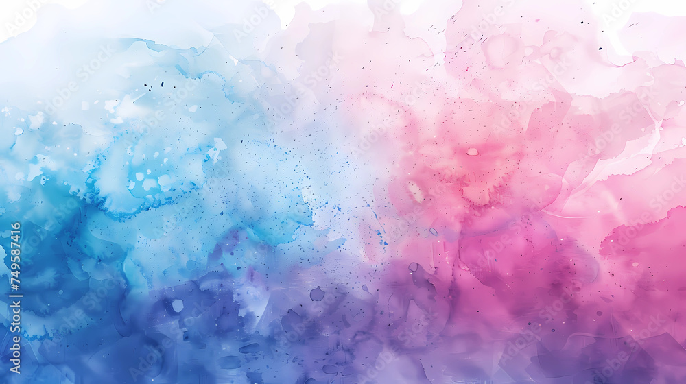Abstract watercolor pastel background, pink and blue wallpaper with empty space