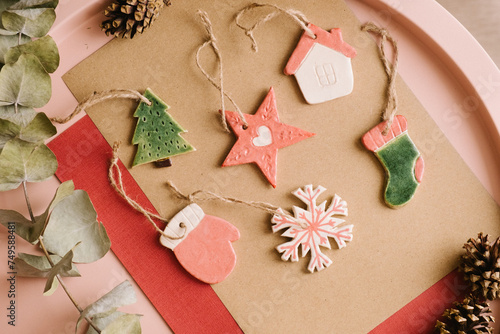 homemade Christmas tree toys made of clay