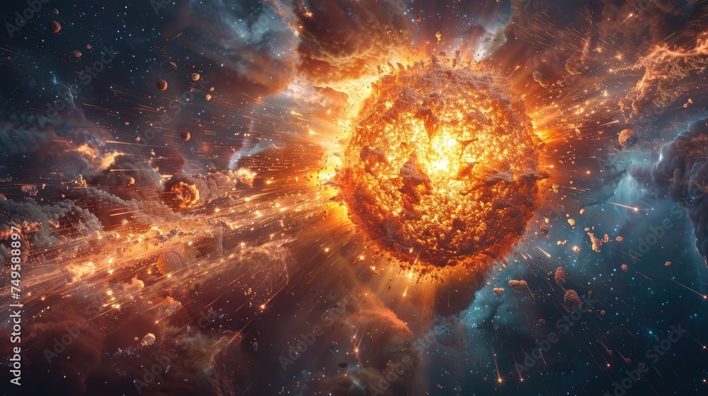 Obraz premium Digital representation of an exploding star in space