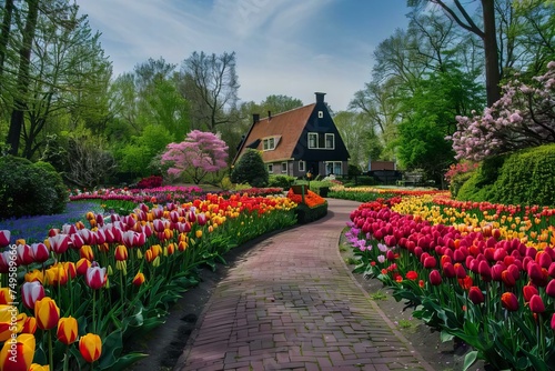 Dutch Home with Flowers photo