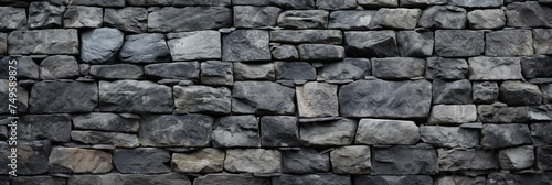 Seattle Stone Wall in Park. Beautiful Natural Stone Masonry Architecture Texture Outdoors