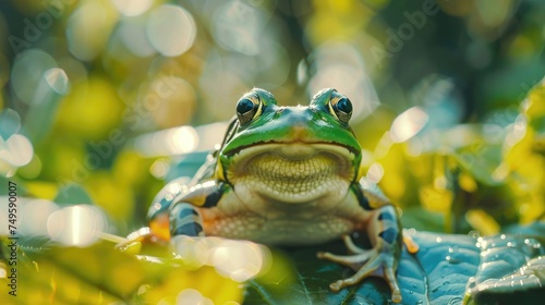 Photo of a frog in a forest where nature is perfect and friendly and based on the environment.