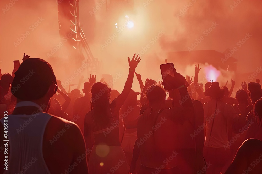 Silhouettes of People at a Rave or Concert Silhouettes of People at a Rave or Concert
