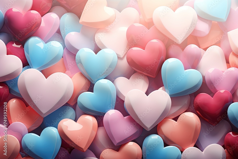 Abstract pastel background with hearts - concept Mother's Day, Valentine's Day, Birthday