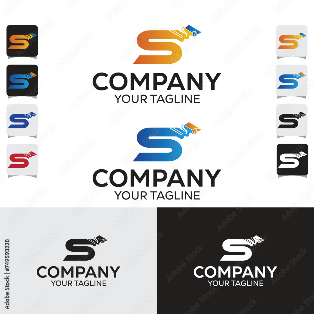 S Letter Typography CCTV Security Service Logo Template S Letter Typography CCTV Security Service Logo Template