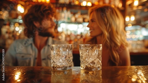 Man and Woman Sitting at a Bar
