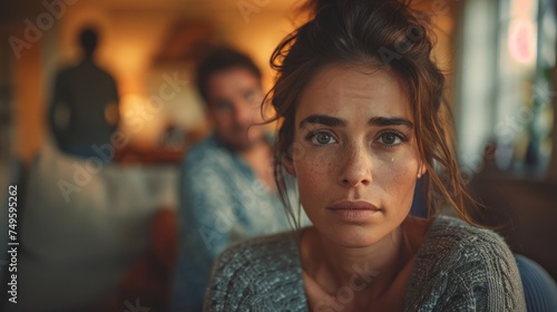 Woman Sitting Next to Man on a Couch