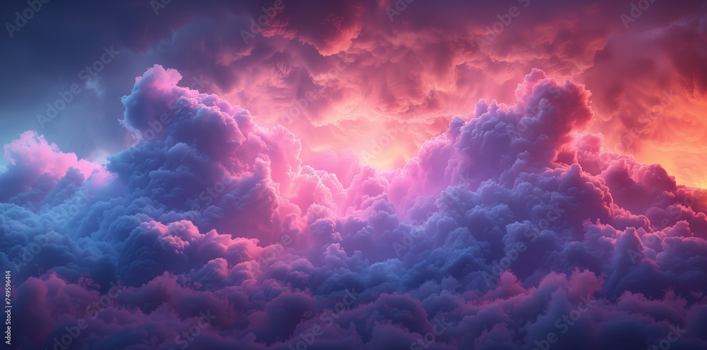 A picturesque sunset with pink and violet hues painted across a cloudy sky A picturesque sunset with pink and violet hues painted across a cloudy sky