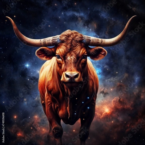 Zodiac sign Taurus. Taurus against the background of the starry sky