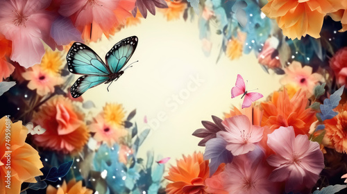 frame of flowers and butterflies © Imtiaz