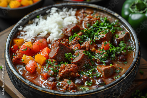 feijoada, brazilian food with black beans and pork meat