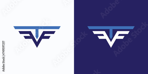 Vector logo design for the initials of the letters F T F with a geometric triangle wing shape in a modern, simple, clean and abstract style.
