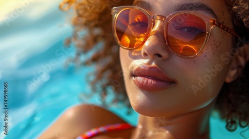 Woman Wearing Sunglasses in Pool of Water