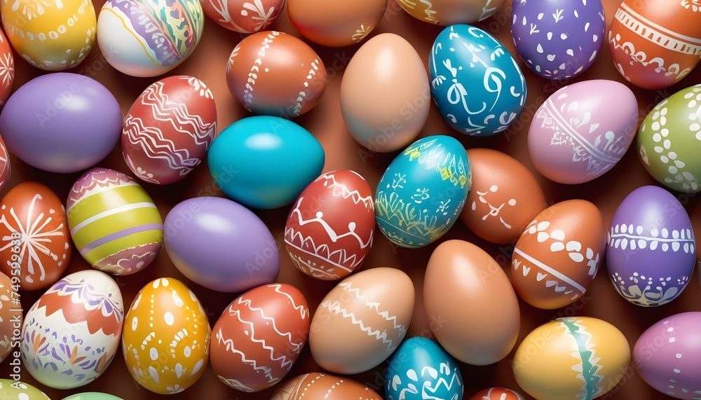 Obraz premium Colorful easter eggs on pink background