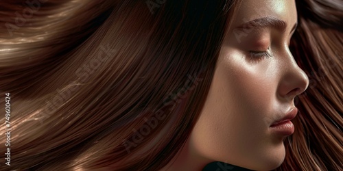 beautiful shiny long women's hair shine Generative AI