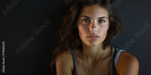 young beautiful woman close-up portrait Generative AI