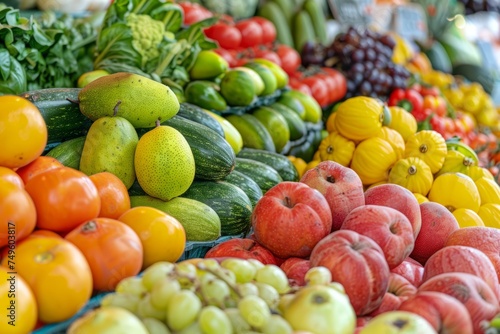 Assorted Fruits and Vegetables Display