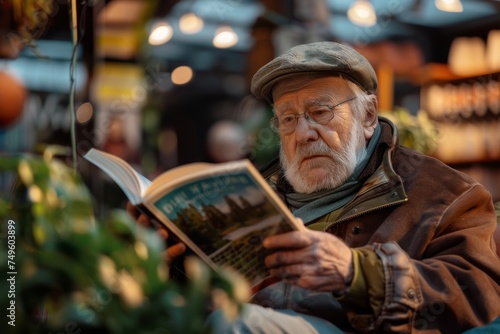 Elderly Man Reading Book