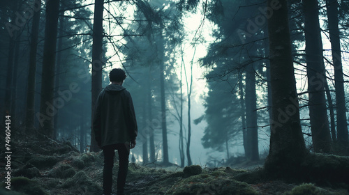 Boy in the mysterious wood