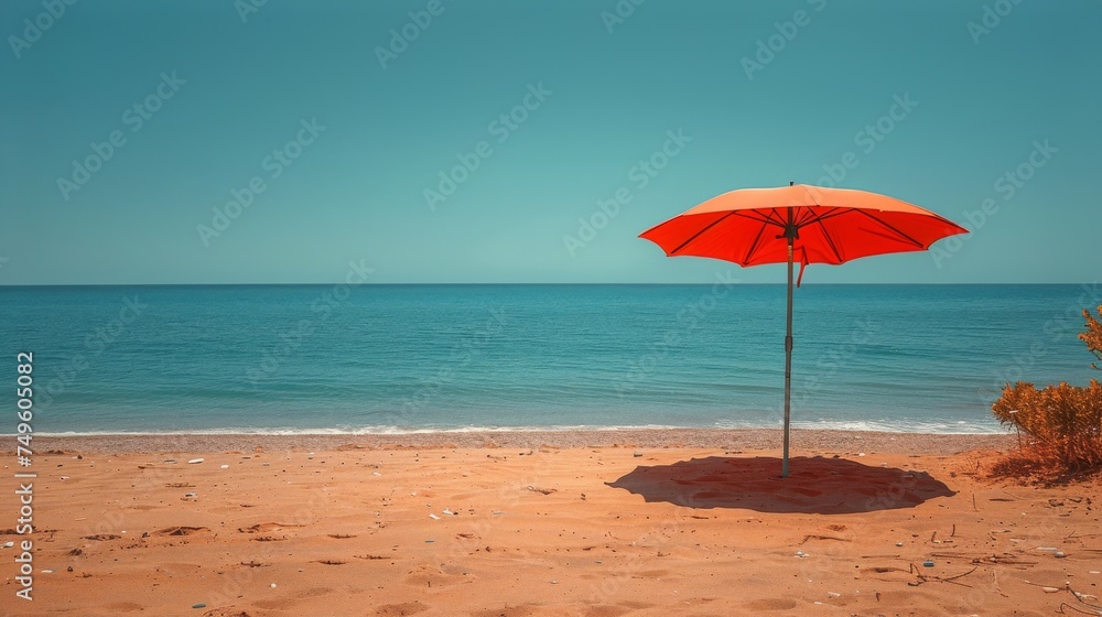 Colorful Umbrella on Sandy Beach