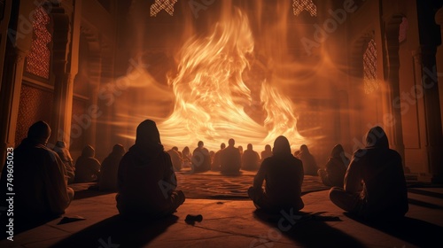 Group of People Sitting in Front of Fire During Ramadan 2024