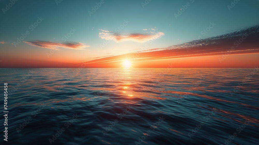 Sun Setting Over Ocean From Boat