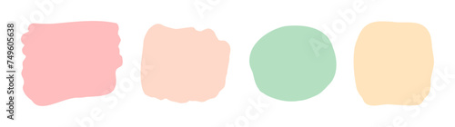 Spring Color Abstract Background Collection. Soft Pastel Colors Hand Drawn Frames Set. Artistic Brush Creative Shapes.