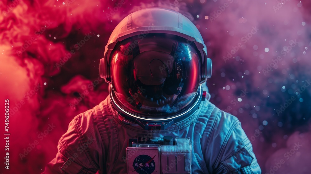 An astronaut in a night club with neon lights, generated with AI An astronaut in a night club with neon lights, generated with AI