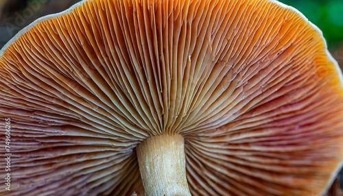 Abstract mushroom gills texture, under cap. Macro bottom view.