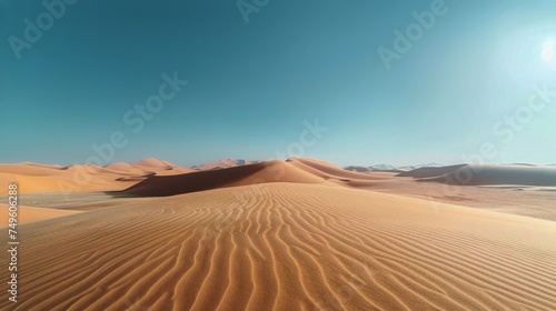 Desert Landscape With Sand Dunes and Mountains © olegganko