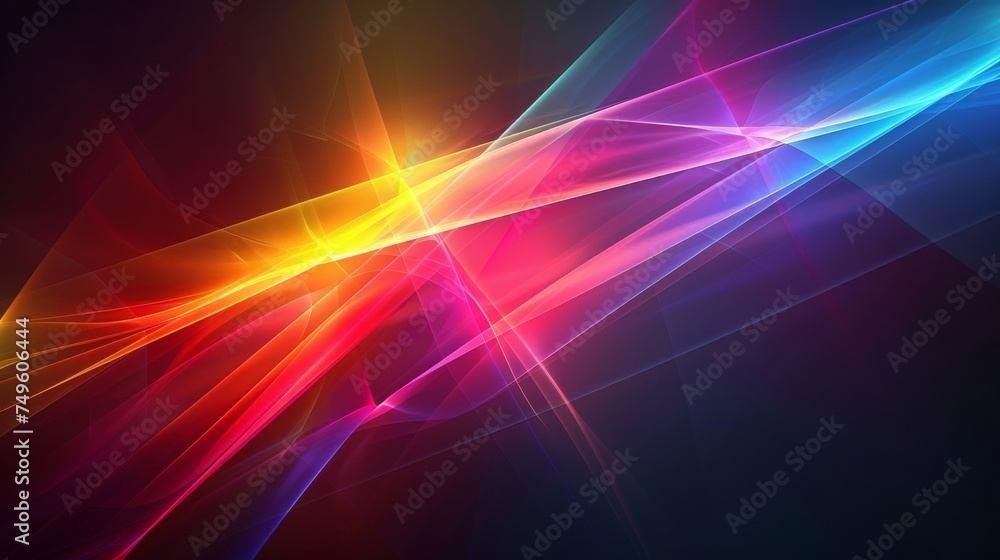 Vibrant neon light wave with purple, pink, and yellow gradients in abstract design. Artistic flow of glowing colors on modern digital wallpaper.