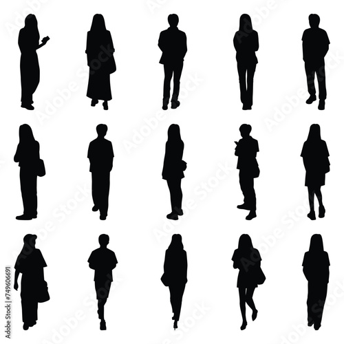 Vector collection set of individual people silhouettes.