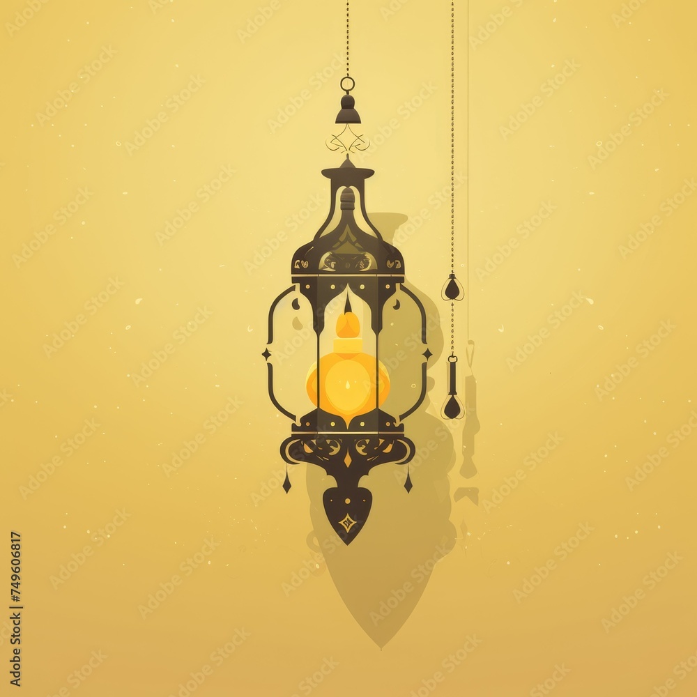 Lantern Hanging From Chain on Wall for Ramadan 2024 Lantern Hanging From Chain on Wall for Ramadan 2024