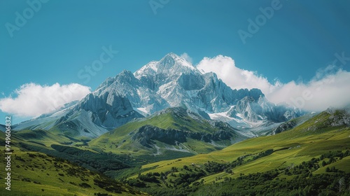 Snow-Covered Mountain in Field