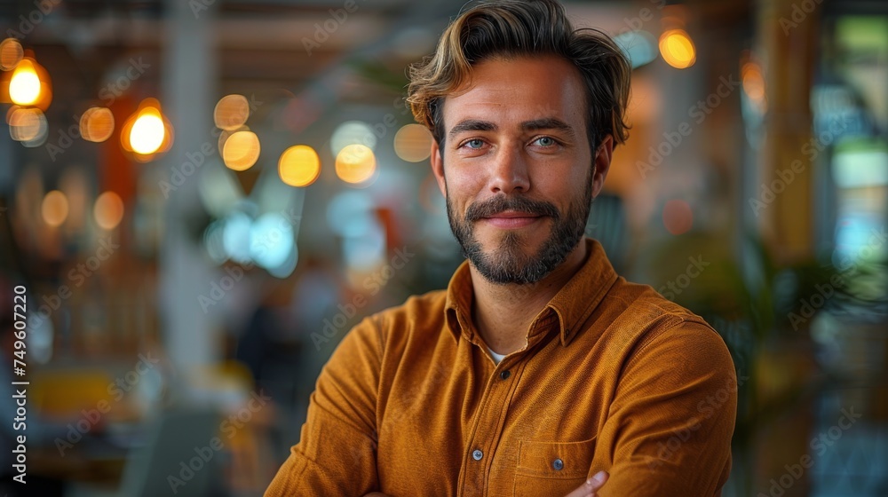 Man Standing in Room With Arms Crossed Man Standing in Room With Arms Crossed
