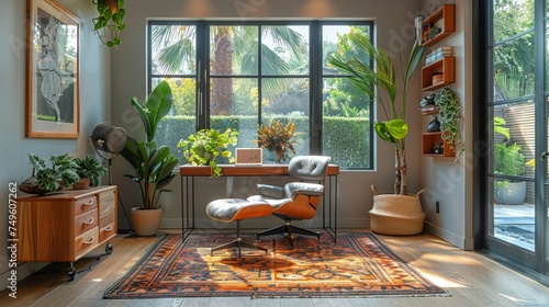 Desk With Computer in Front of Window