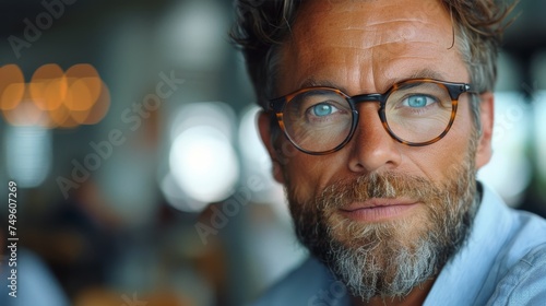 Close Up of Person Wearing Glasses