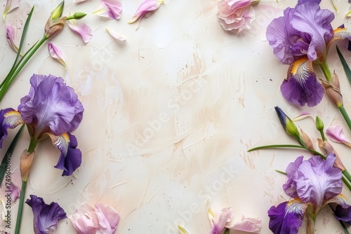 A white background with purple flowers in the center